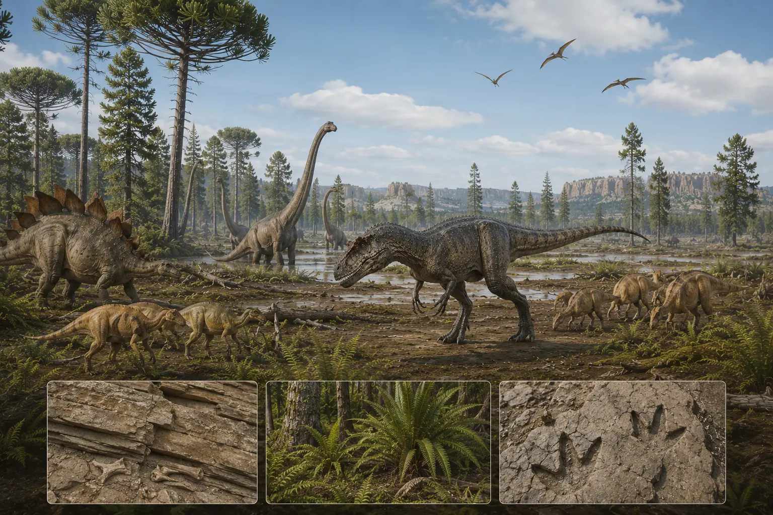 Allosaurus in the Morrison Formation ecosystem with Jurassic dinosaurs and habitat evidence